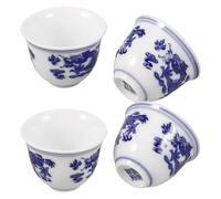 USHOBE Set de 4 Tazas de Té Hey Girl Tea de Cerámica Capacidad de 25ml, Superficie Lisa y Diseño Elegante para Salón de Té Clásico