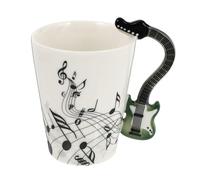 USHOBE Taza de Cerámica Musical 370ml, Verde, para Leche y Bebidas | Cerámica, Resistente al Calor Olor, Bordes Suaves, Diseño Creativo de Símbolo Musical