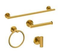 USHOWER Brushed Gold Bathroom Accessories Set, 24 Pulgadas Towel Bar Set Wall Mounted, Durable SUS304 Stainless Steel Bathroom Hardware Set, 4 Piezas