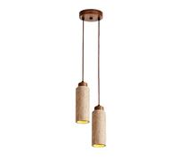 USMJQVZ Lámpara Colgante de Piedra travertino Amarilla de 2 Luces, Estilo japonés WABI-Sabi, lámpara de Techo Tipo araña para mesita de Noche, Dormitorio, Sala de Estar y Comedor.