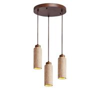 USMJQVZ Lámpara Colgante WABI Sabi Cluster de 3 Luces con Piedra de Cueva, lámpara Colgante de travertino Amarillo Natural con Mini lámpara Colgante Retro de Madera, Mini araña para Dormitorio,