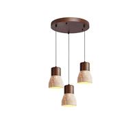 USMJQVZ Lámpara Colgante WABI Sabi de 3 Luces, lámpara Colgante de travertino Amarillo japonés, lámpara de araña Minimalista de travertino para Cocina - Piedra Amarilla y Madera
