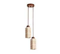 USMJQVZ Lámparas Colgantes de travertino Amarillo, lámpara Colgante de Piedra de Doble Cabezal para Cocina, lámpara Colgante de Piedra de Cueva WABI-Sabi de Estilo rústico para Cocina, Comedor