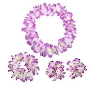 USOHJZ Juego de 10 coronas baile Hawaii Hula, 4 Uds. for Navidad, Año Nuevo, Festival, decoraciones for fiesta boda, collar flores artificiales tropicales(Purple)