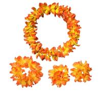 USOHJZ Juego de 10 coronas baile Hawaii Hula, 4 Uds. for Navidad, Año Nuevo, Festival, decoraciones for fiesta boda, collar flores artificiales tropicales(Orange)