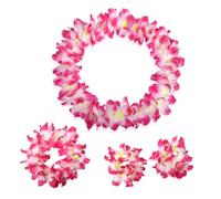 USOHJZ Juego de 10 coronas baile Hawaii Hula, 4 Uds. for Navidad, Año Nuevo, Festival, decoraciones for fiesta boda, collar flores artificiales tropicales(Rose Red)