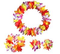 USOHJZ Juego de 10 coronas baile Hawaii Hula, 4 Uds. for Navidad, Año Nuevo, Festival, decoraciones for fiesta boda, collar flores artificiales tropicales(Colorful)
