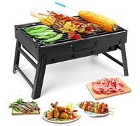 Uten - Barbacoa portátil, de Acero Inoxidable, Ideal para ahumar al carbón, Parrilla para Asar, para Acampada, de tamaño pequeño, Color Negro