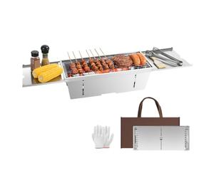 Uten Parrilla de carbón, parrilla portátil plegable de acero inoxidable con platos de condimentos plegables, ligera y resistente al calor, barbacoa ahumadora para camping, portón trasero, picnics