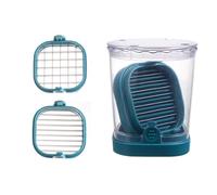 Utensilio de cocina 2 en 1 que ahorra espacio para cortar frutas con precisión y con recipiente recogedor incluido. Cortador de frutas eficiente