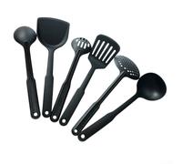 Utensilios de cocina de nailon, juego de 6 piezas, resistente al calor, para estufas de inducción y gas, cuchara ranurada, espátula, colador y cuchara de sopa