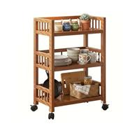 Utensy Carro de servir con ruedas, carrito de cocina de madera, 3 estantes, carrito móvil multiusos para cocina, baño, pasillo y balcón, carrito auxiliar para ahorrar espacio