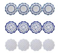 UTHCLO 12 Platos de Papel Decorativos Estilo Chino Diseño de Porcelana Azul en Forma de Flor para Fiestas y Bodas, Material Papel, Pack de 12 Unidades
