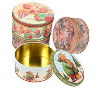 UTHCLO 4piezas Caja de Obsequio de Dulces y Galletas Navideñas Hojalata Estilo Mixto Estuche para Decoración de Navidad y Almacenamiento de Golosinas Estilo