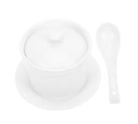 UTHCLO Sopera Porcelana con Tapa de Cerámica de Color Claro, Cuenco Cubilose para Estofado, Uso en Casa o Restaurante, Delicado y Simple