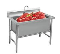 Utili - Lavabo de acero con patas para cocina, sótano, cocina, tienda, fregadero industrial (60 x 70 x 80 cm / 23.6x27.5x31.4in, profundidad: 40 cm / 15.7in)