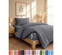 Utopia Bedding 3 Piezas Juego de Cama - Cama 90 (Gris) | Funda nordica135x200 cm, Sabana Bajera 90x190 cm y Fundas Almohada 50x75cm, Microfibra cepillada Suave