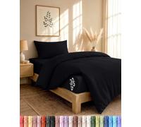 Utopia Bedding 3 Piezas Juego de Cama - Cama 90 (Negro) | Funda nordica135x200 cm, Sabana Bajera 90x190 cm y Fundas Almohada 50x75cm, Microfibra cepillada Suave
