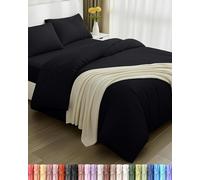 Utopia Bedding 4 Piezas Juego de Cama - Cama 135 (Negro) | Funda nordica 200x200 cm, Sabana Bajera 135x190 cm y Fundas Almohada 50x75cm, Microfibra cepillada Suave