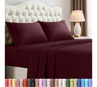 Utopia Bedding Bed Sheet Set - Juego de sábanas de 4 Piezas, Tela de Microfibra Suave cepillada, Resistente a la decoloración y al Encogimiento, Cuidado fácil (Reina, Burdeos)