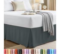 Utopia Bedding Falda de Cama matrimonial Gris - Cuadruple Plisada, Microfibra Aterciopelada cepillada, cómoda, Resistente a Las Arrugas, decoloración, Manchas y abrasión - Calidad de Hotel