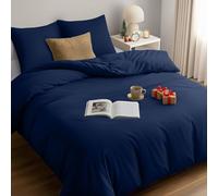 Utopia Bedding Funda Nordica 155 x 220 - Microfibra Juego de Funda de Edredon 155x220 cm y 2 Fundas de Almohada 80x80 cm (Azul Marino)