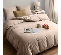 Utopia Bedding Funda Nordica 220 x 240 - Microfibra Juego de Funda Edredon 220x240 cm y 2 Fundas de Almohada 65x65 cm (Beige)
