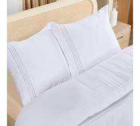 Utopia Bedding Funda Nordica Cama 105 - Microfibra Juego de Funda de Edredon 200x200 cm y 2 Bordado Fundas de Almohada 80x80 cm (Blanco)
