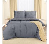 Utopia Bedding Funda Nordica Cama 105 - Microfibra Juego de Funda de Edredon 200x200 cm y 2 Bordado Fundas de Almohada 80x80 cm (Gris)