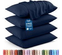 Utopia Bedding, Fundas de almohada de microfibra cepillada suave, con cierre de sobre, resistentes al encogimiento y a la decoloración, 4 unidades, 50 x 90 cm, Estándar, Azul Marino