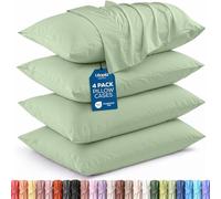 Utopia Bedding, Fundas de almohada tela de microfibra cepillada suave con cierre de sobre, resistentes al encogimiento y a la decoloración, 4 unidades, 50 x 75 cm, Queen, Verde salvia