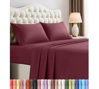 Utopia Bedding Juego Completo de Ropa de Cama de Microfibra cepillada, 4 Piezas, sábanas Suaves Que no se encogen ni decoloran, fácil Cuidado (matrimonial, borgoña)