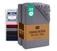Utopia Bedding Juego de 2 Sabana Bajera 160x200 - Gris - (Cama 160)