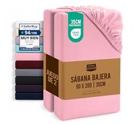 Utopia Bedding Juego de 2 Sabana Bajera 90x200 - Rosa - Certificado Oeko Tex - Bolsillo Profundo - Microfibra Cepillada (Cama 90)