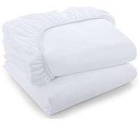Utopia Bedding Juego de 2 Sabana Bajera - Twin - Blanco - Bolsillo Profundo - Microfibra Cepillada (Cama 180)