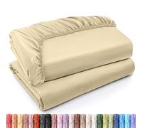 Utopia Bedding Juego de 2 Sabana Bajera - Twin XL - Beige - Bolsillo Profundo - Microfibra Cepillada (Cama 180)