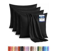 Utopia Bedding - Juego de 4 Fundas de Almohada - 65 x 65 cm - Oeko-Tex - Microfibra cepillada, 100% poliéster, con Cierre Tipo sobre (no Incluye Relleno), Solo Funda de Almohada - Negro