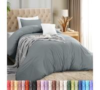 Utopia Bedding Juego de funda de edredón con fundas de almohada - Juego de cama de 2 piezas con cremallera - 1 funda nórdica y 1 funda de almohada - suave microfibra cepillada (doble/XL, doble, gris).