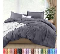 Utopia Bedding Juego de Funda de edredón tamaño California King, 1 Funda de edredón y 2 Fundas de Almohada, Cierre de Cremallera, Microfibra cepillada Suave, 264 x 249 cm (California King, Gris)