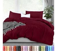 Utopia Bedding Juego de Funda de edredón tamaño King, 1 Funda de edredón y 2 Fundas de Almohada, Cierre de Cremallera, Microfibra cepillada Suave, 264 x 229 cm, (King, Burdeos)