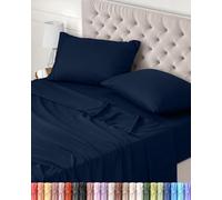 Utopia Bedding Juego de Sabanas 4 Piezas 180x200 - Poliéster Microfibra Cepillada - Oeko-Tex Certificado - Sábana Bajera, Sábana Plana y 2 Fundas de Almohada 50x75 (Cama 180, Azul Marino)