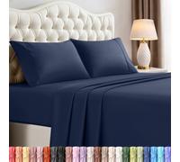 Utopia Bedding Juego de sábanas de 4 Piezas, Microfibra cepillada, Resistente al Encogimiento y a la decoloración, fácil Cuidado (matrimonial, Azul Marino)