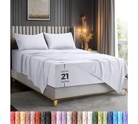Utopia Bedding Juego de sábanas King - Sábanas de Lujo de Microfibra Suave de 4 Piezas con Bolsillos Profundos - Fundas de Almohada Bordadas - Sábana Bajera con Bolsillo Lateral de Almacenamiento -