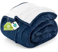 Utopia Bedding Manta Sherpa - Manta Reversible de Felpa cálida y Gruesa de 480 gsm para Cama, sofá, Camping y Viajes[259x228 cm, Azul Marino]