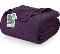 Utopia Bedding Manta Tipo Gofre De 100% Algodón (Ciruela - 228x182 cm), Manta Ligera de Verano con Estampado de Cuadros, de algodón para Cama o sofá, Apta para Cualquier estación.