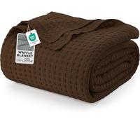 Utopia Bedding Manta Tipo Gofre De 100% Algodón (Marrón - 228x182 cm), Manta Ligera de Verano con Estampado de Cuadros, de algodón para Cama o sofá, Apta para Cualquier estación.
