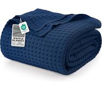 Utopia Bedding Manta Tipo Gofre De Algodón De 300 gsm (Azul Marino - 228x228 cm), Edredón Suave, Ligero Y Transpirable para Todas Las Estaciones