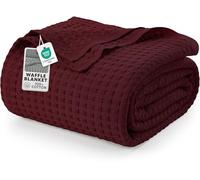 Utopia Bedding Manta Tipo Gofre De Algodón De 300 gsm (Borgoña - 228x228 cm), Edredón Suave, Ligero Y Transpirable para Todas Las Estaciones