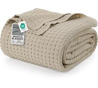 Utopia Bedding Manta Tipo Gofre De Algodón De 300 gsm (Caqui - 228x213 cm), Edredón Suave, Ligero Y Transpirable para Todas Las Estaciones