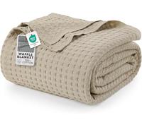 Utopia Bedding Manta Tipo Gofre De Algodón De 300 gsm (Caqui - 304 X 304 cm), Edredón Suave, Ligero Y Transpirable para Todas Las Estaciones